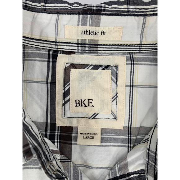 BKE Pearl Snap White Black Gray Western Long Sleeve Dress Shirt Size Large‎ - Picture 6 of 10